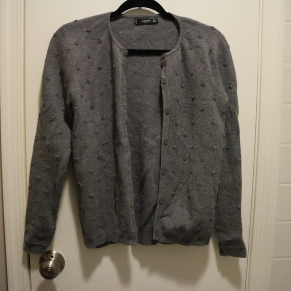 Mango Textured Gray Split Cardigan XS